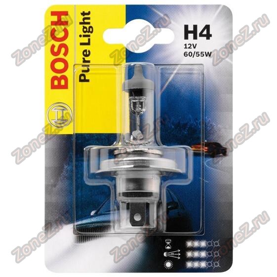 Лампа h4 60/55w p43t pure light (blister 1шт.) на Универсальные Лампы Галоген